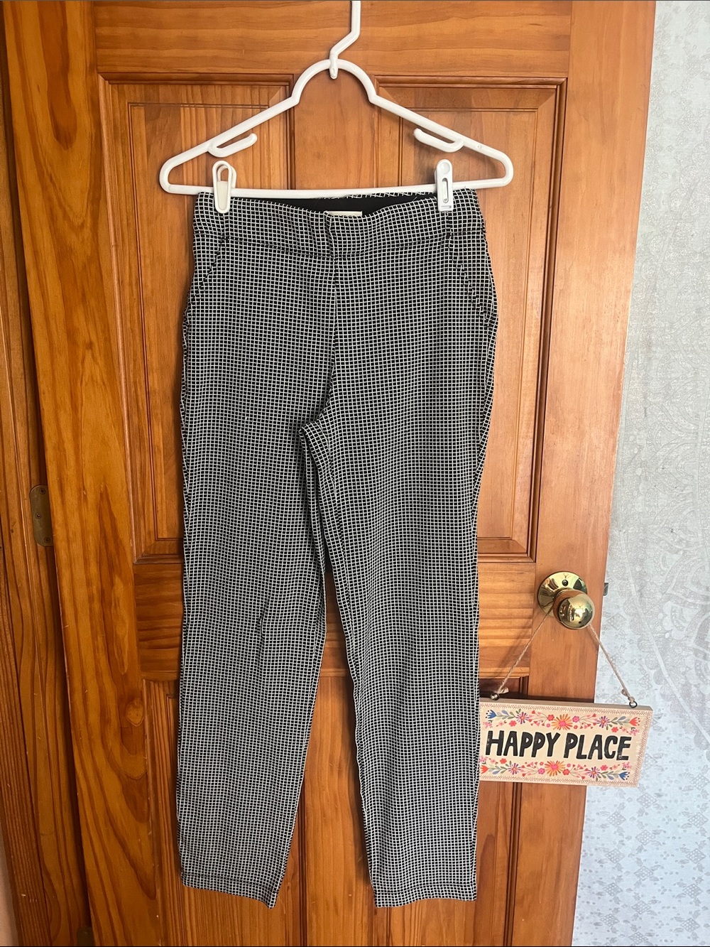 Max Studio Black and White Check Slim Trousers